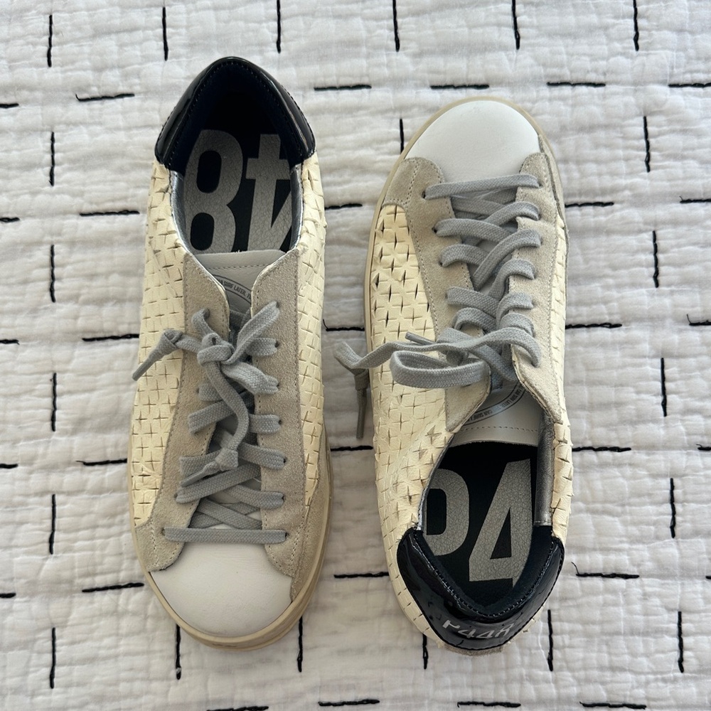 P448. Size 38. Great condition. Stylish Cream and Gray Sneakers